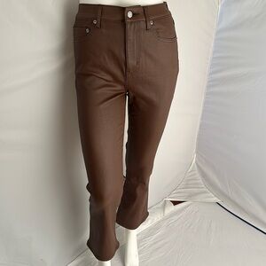 Daze Espresso brown high waist coated straight leg jeans